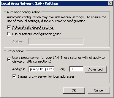Disabling Internet Explorer “Automatically Detect Settings”
