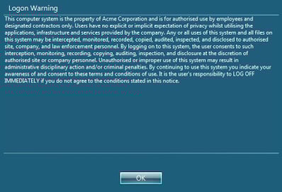 Logon warning
